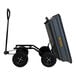 A black utility cart with grey wheels.