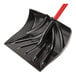 A black True Temper snow shovel with a red handle.