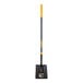 A True Temper square point shovel with a long yellow and black fiberglass handle.