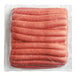A package of Sabrett skinless beef franks in plastic wrap.