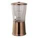 A Service Ideas rose gold stainless steel and Tritan plastic cold beverage dispenser with an infuser tube.