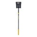 A True Temper square point shovel with a yellow handle and grey pole.