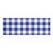 A white background with blue and white checkered Choice paper napkin bands.