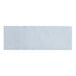 A white rectangular paper napkin band with a blue strip.
