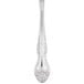 A Oneida Rosewood stainless steel oval bowl spoon with a design on it.