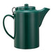 A green Service Ideas double wall plastic teapot with a handle.