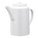 A white Service Ideas double wall plastic teapot with lid on a white background.