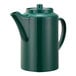 A forest green Service Ideas double wall plastic teapot with a lid.