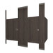 Hadrian Custom Phenolic bathroom stall partitions with dark wood doors.