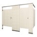 A Hadrian white phenolic partition stall with metal doors and a metal handle.