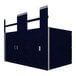A black Hadrian stall partition with silver hardware.
