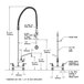 A diagram of a T&amp;S deck mounted pre-rinse faucet with an add-on faucet and hose.