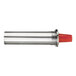 A silver stainless steel cylinder with adjustable clips.