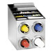 A stainless steel Dispense-Rite countertop cup dispenser with four compartments.