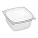 A case of 504 clear polypropylene square bowls with lids.
