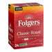 A box of 96 Folgers Classic Roast single serve coffee pods.