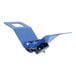 A blue Vestil door and panel dolly with black wheels.