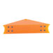 An orange plastic triangle with holes on it used to chock rail car wheels.