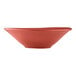 A Libbey round barn red porcelain fruit bowl.