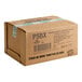 A brown box of Meadowvale Vanilla Soft Serve Ice Cream Mix with black text and white tape.