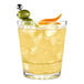 A Tossware Reserve Backbar rocks glass with a cocktail, ice, and olives.