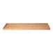 A large rectangular bamboo display shelf on a table.