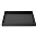 A black square bamboo display shelf with a black surface.