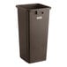 A brown 23-gallon square trash can.