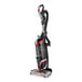 A black and red Sanitaire bagless upright vacuum cleaner.