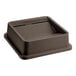 A brown square drop shot lid designed for a 35 or 50 gallon Lavex trash can.