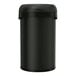 A simplehuman matte black semi-round open top trash can.