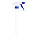 A blue and white Lavex spray bottle trigger.