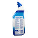 A blue and white plastic Lysol toilet bowl cleaner container.