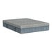A close-up of a Rize Home Cool Pro queen size mattress with a blue and grey pattern.