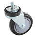A Regency 4" black and silver poly caster with a metal screw.