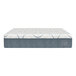 A close-up of a Rize Home Cool Flex Plus hybrid mattress with a blue and white pattern on a white background.