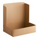 A brown Baker's Lane cake box with a lid open.