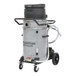 A grey and black Nilfisk wet/dry vacuum cleaner on wheels.