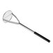 A Tablecraft chrome-plated steel potato masher with a black handle.