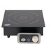 A black square Tablecraft countertop induction range with a silver knob and white circle.