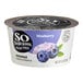 A close up of a So Delicious Blueberry Coconut Yogurt container.