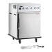 A stainless steel undercounter cook and hold smoker oven with control knobs, a front door, and a separate smoker box attachment.