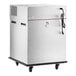 A stainless steel undercounter cook and hold smoker oven on wheels with a power cord attached.