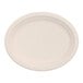 A white oval plate with a white border.