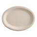 A white oval Dart ProPlanet fiber platter with a white border.