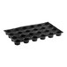 A black silicone Sasa Demarle Flexipan Tall Cylinder Mold with 24 cavities.