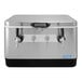 A silver stainless steel Coldbreak jockey box with black taps.