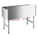 A stainless steel Regency underbar ice bin with red tubes and pegs.