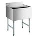 A Regency stainless steel underbar ice bin with sliding metal lid.