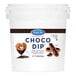 A white bucket of Satin Ice Choco Dip with a label on it.